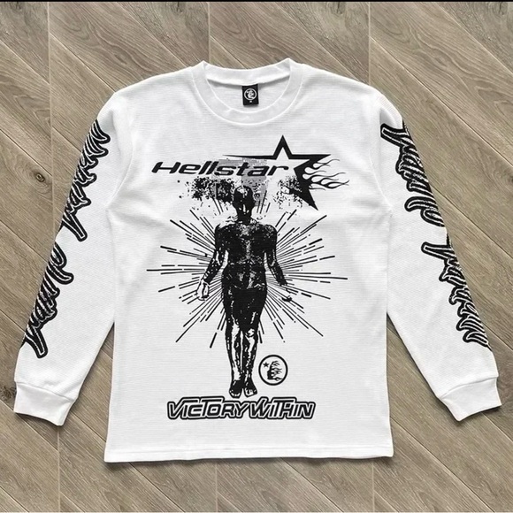 Hellstar Victory Within Thermal long. Sleve/White Mens SMALL,NOT M. - Picture 1 of 3